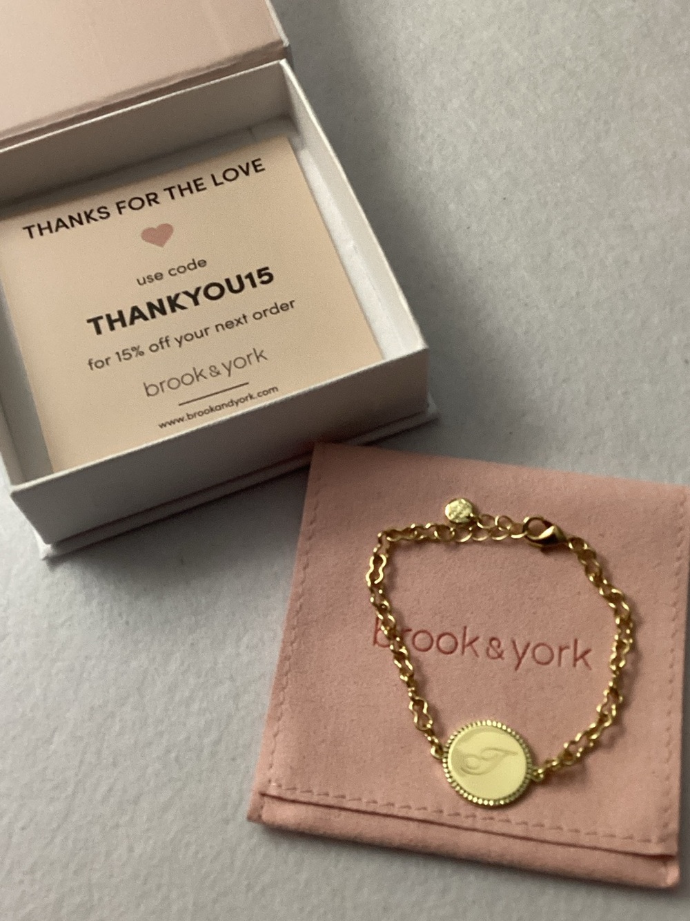 Brook & York 14k Gold Plated Gold Mila Initial “T” Bracelet